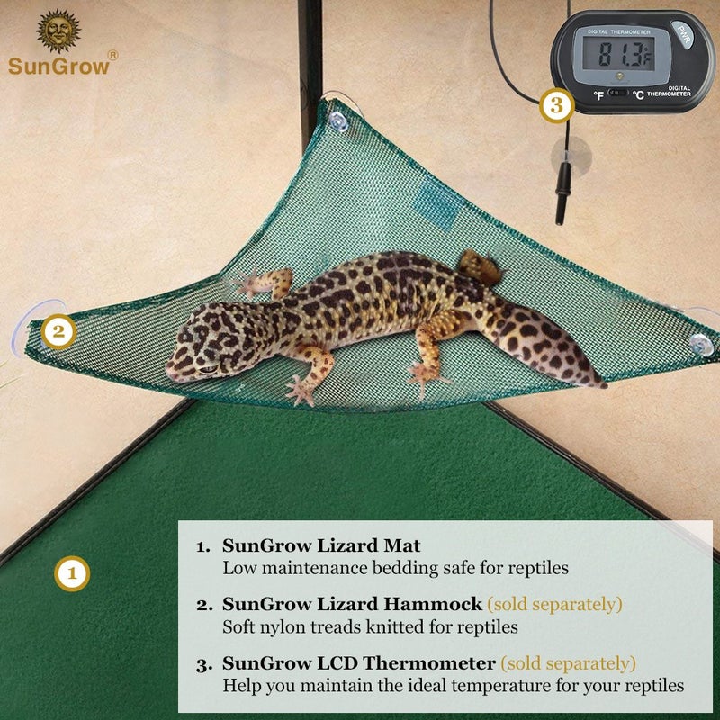 SunGrow, Reptile Mat, Terrarium Floor Liner, 30BR/40BR/50/65 Gallon, Substrate Carpet, Soft Bedding for Reptiles - Gecko, Lizard, Snake, Tortoise, Reptile Cage Tank Supplies & Accessories, Green, 1Pc - Image 5